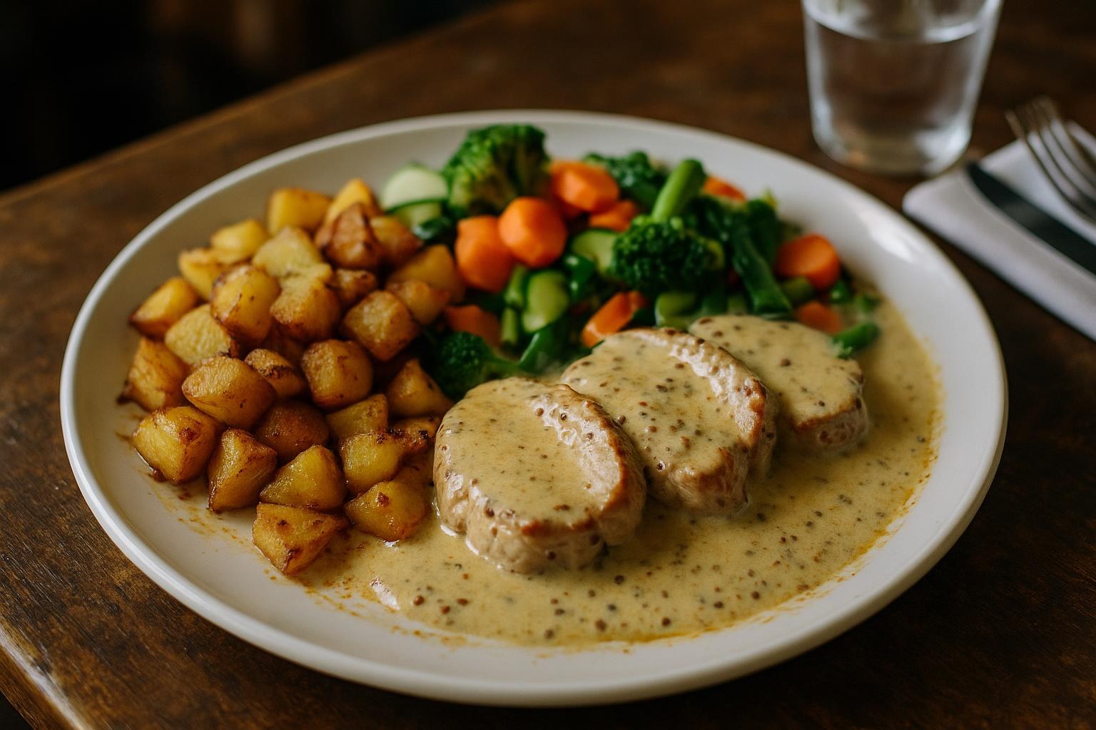 Succulent mignon de porc à la Chicorée, gratin dauphinois